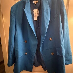 Nordstrom Topshop Vibrant Blue Double-Breasted Blazer